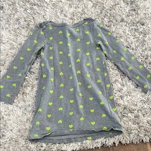 GAP Gray and Green Long Sleeve Dress with Heart Pattern